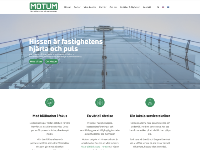 Ny WordPress multisite för Motum – hisskoncernen